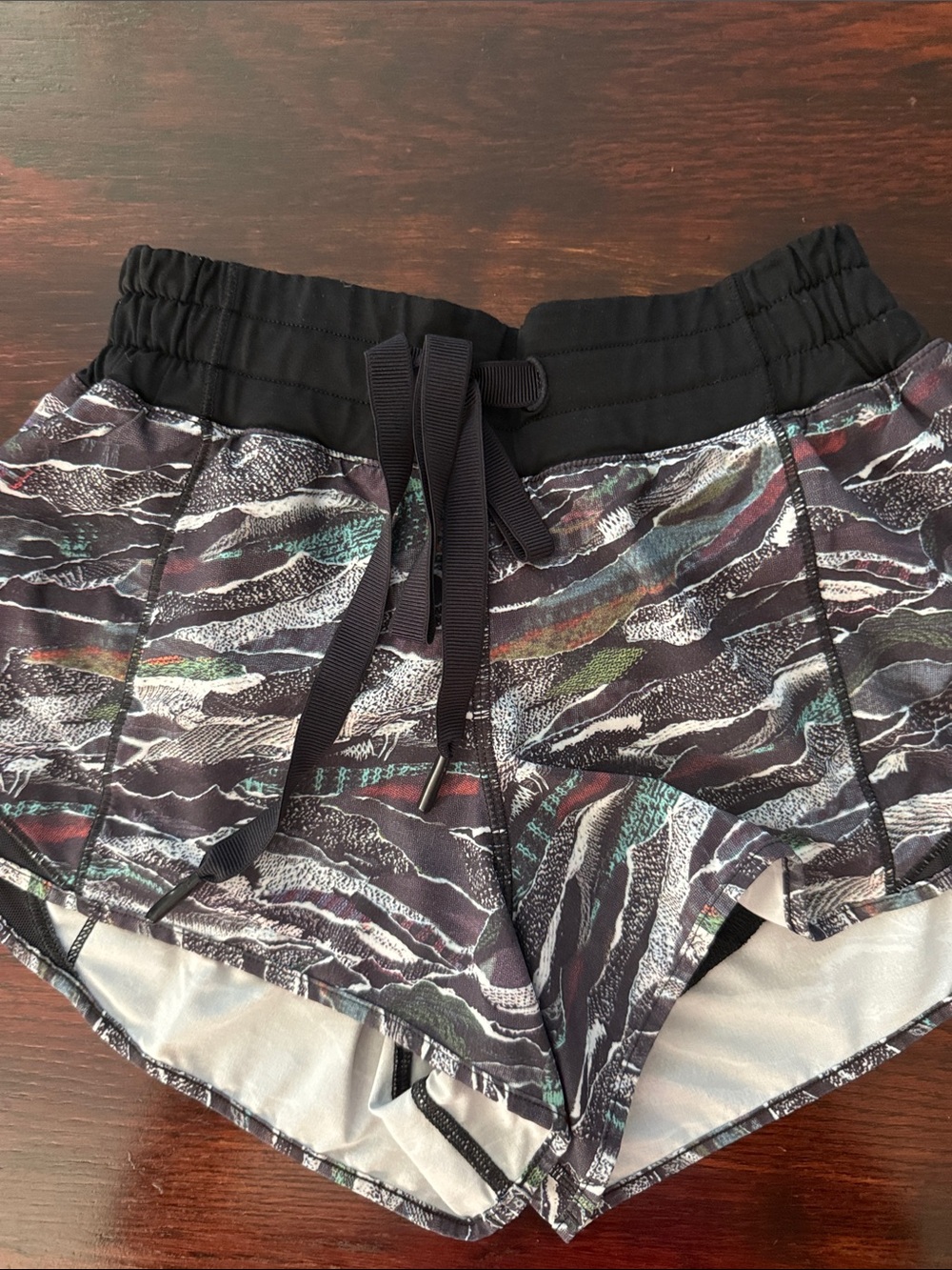 lululemon athletica Black Multicolor Wave-Print Athletic Shorts